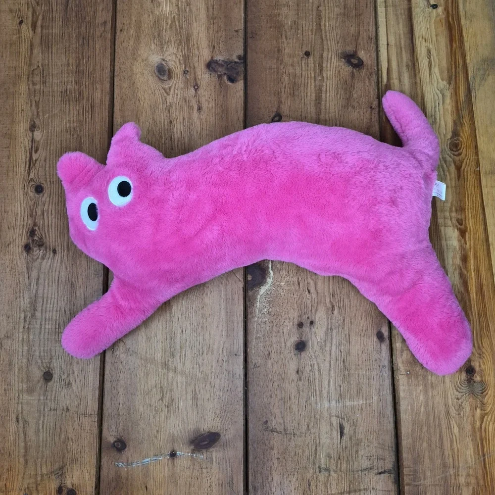 Pink Cat Plush Body Pillow Fuzzy Long Kitten Stuffed Animal Magenta Decor/Pillow